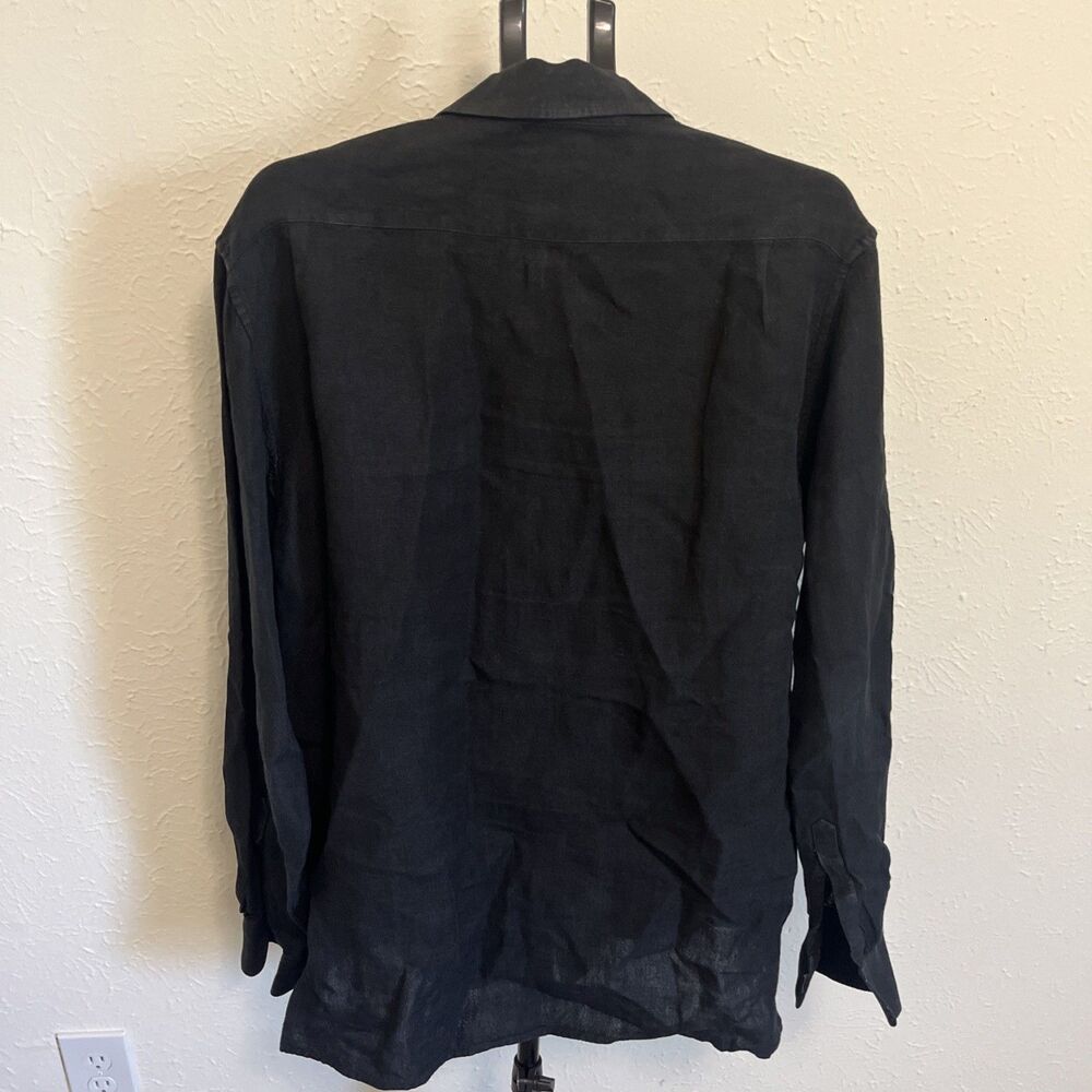 LUCKY BRAND Men's Dungarees Linen L/S Shirt Button Front Embroidered Black XL - Picture 9 of 10